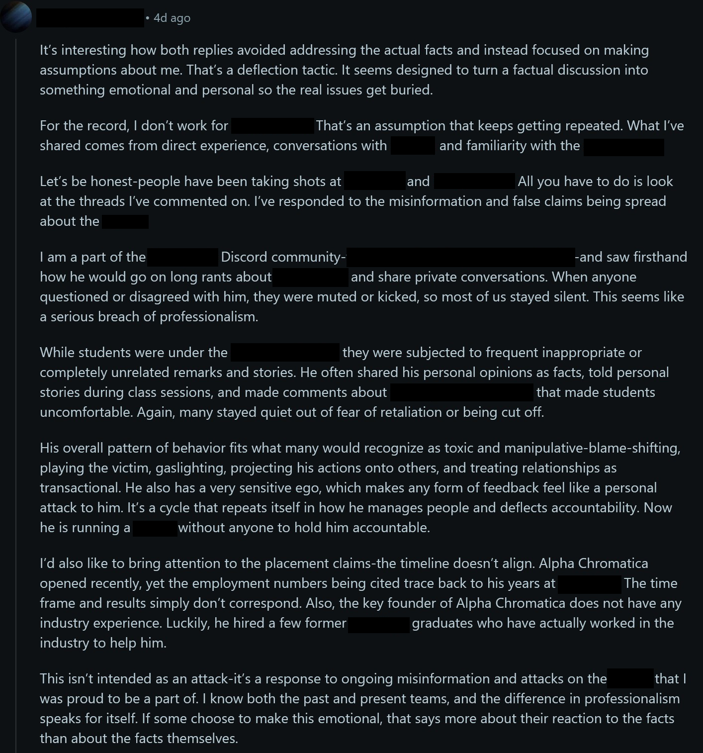 Chroma 0457 - In Which the Author is Toxic and Manipluative-Blame-Shifting, Playing the Victim, Gaslighting, Projecting His Actions onto Others, Treating Relationships as Transactional and Other Bad Things