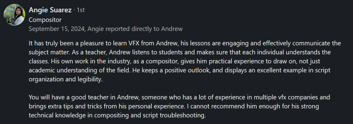 Recommendation from Angie Suarez